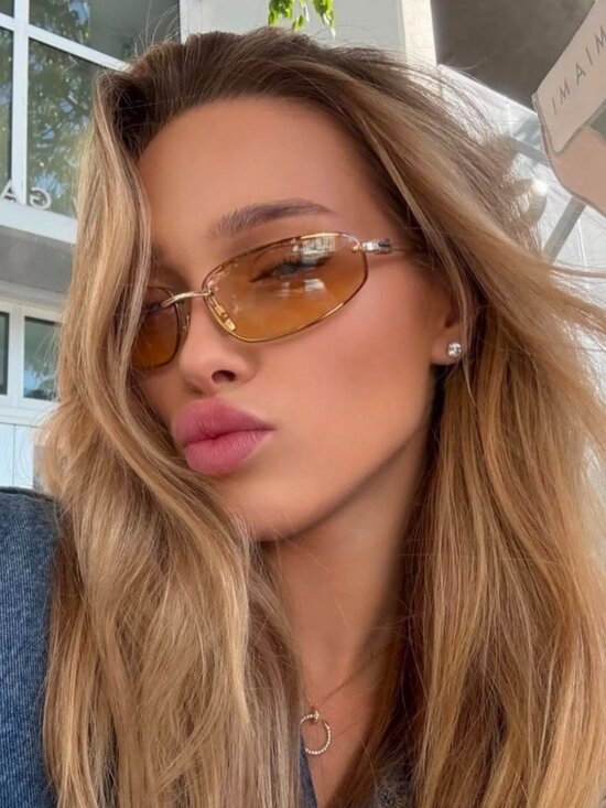 Miu Miu MUA50S ZVN30C Rectangle Sunglasses-Pale Gold\\Blue Mirror Silver Gradient main image 4